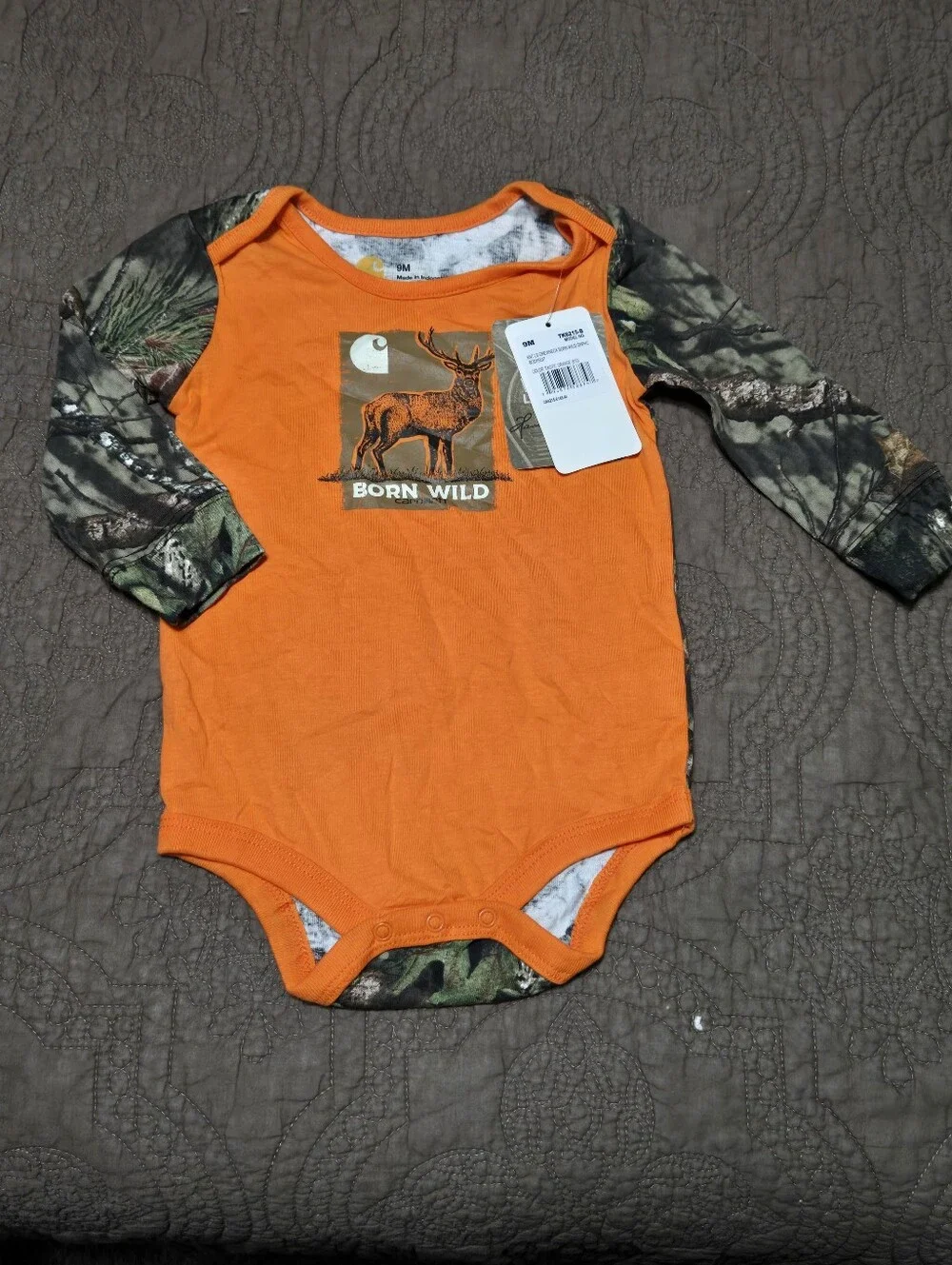 Baby Carhartt Long Sleeve One Piece Shirt Size 9 Months W/Tags NEW